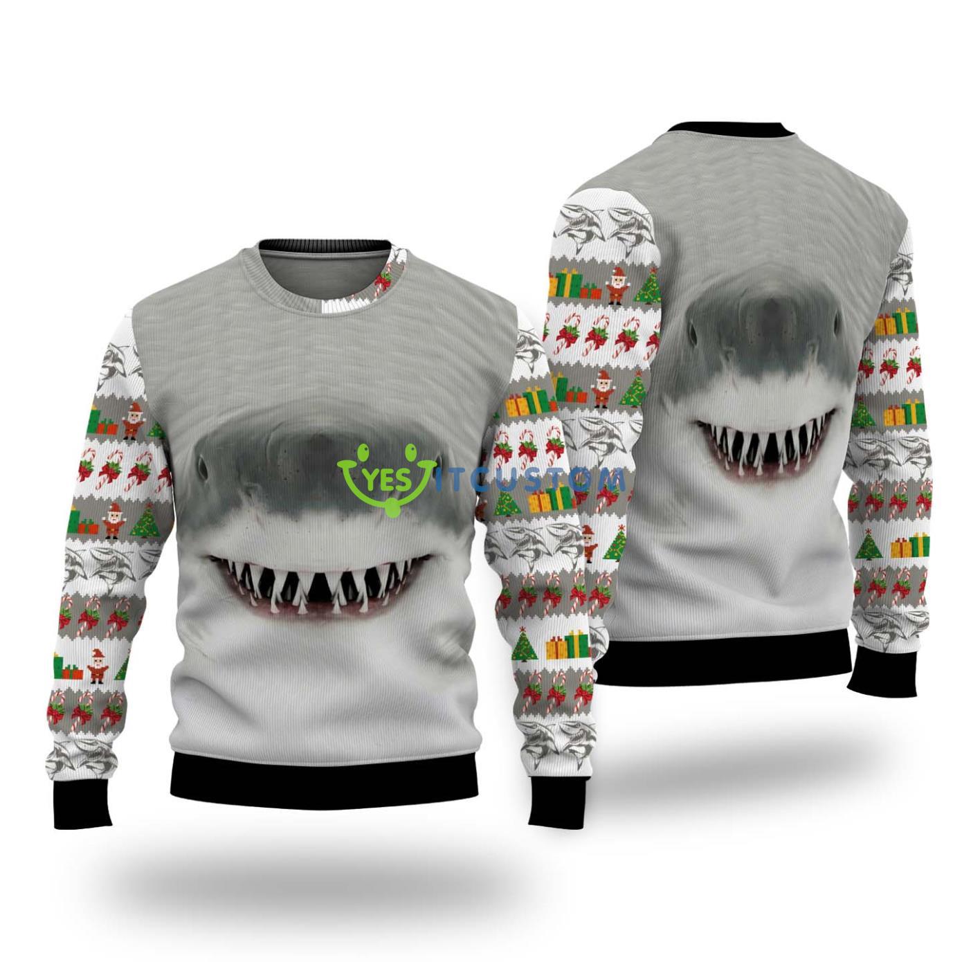 Shark Face Funny Gift Ugly Christmas Sweater 3 Shark Face Funny Gift Ugly Christmas Sweater Product Photo 1