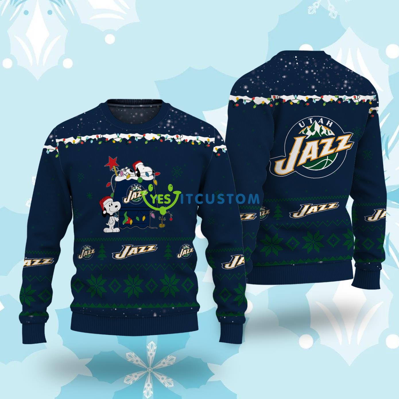 Utah Jazz Snoopy Christmas Light Woodstock Snoopy Ugly Christmas Sweater 3 Utah Jazz Snoopy Christmas Light Woodstock Snoopy Ugly Christmas Sweater Product Photo 1