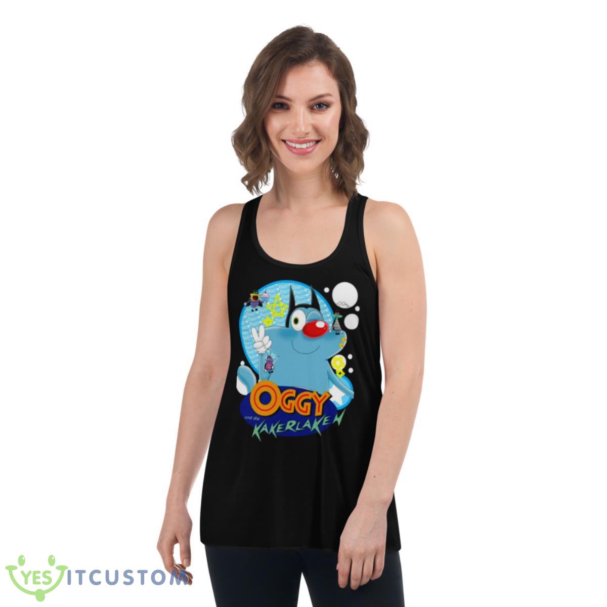 Cartoon Design Oggy And The Cockroaches shirt 5 Cartoon Design Oggy And The Cockroaches shirt - Women's Flowy Racerback Tank