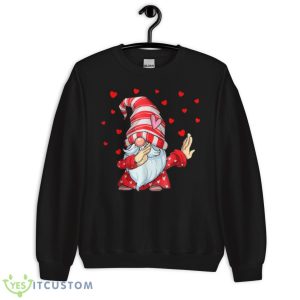 Dabbing Gnome Heart Happy Valentines Day Shirt - Unisex Crewneck Sweatshirt