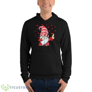 Dabbing Gnome Heart Happy Valentines Day Shirt - Unisex Fleece Pullover Hoodie