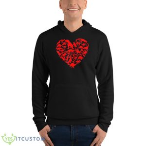 Dinosaur Love Heart Valentines Day Shirt - Unisex Fleece Pullover Hoodie