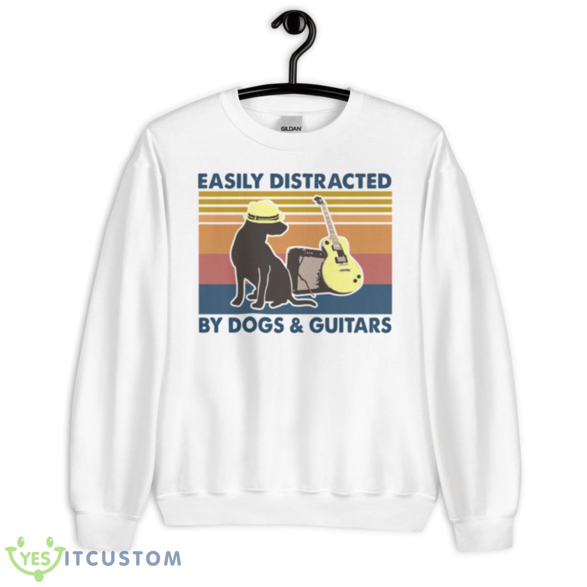 Easily Distracted By Dogs And Guitars Vintage Retro Shirt 2 Easily Distracted By Dogs And Guitars Vintage Retro Shirt - Unisex Heavy Blend Crewneck Sweatshirt