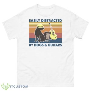 Easily Distracted By Dogs And Guitars Vintage Retro Shirt - 500 Men’s Classic Tee Gildan