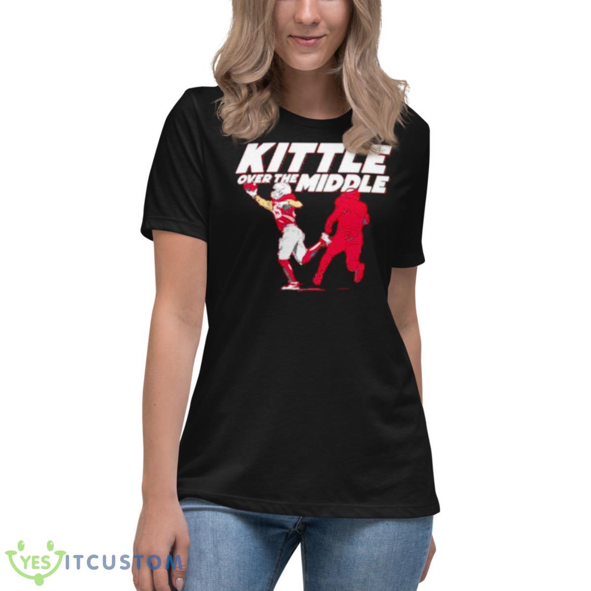 George Kittle Over The Middle Shirt 6 George Kittle Over The Middle Shirt - Women's Relaxed Short Sleeve Jersey Tee