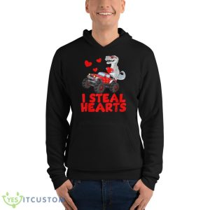 Kids I Steal Hearts Dinosaur Valentines Day For Baby Boys Shirt - Unisex Fleece Pullover Hoodie