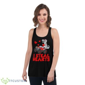 Kids I Steal Hearts Dinosaur Valentines Day For Baby Boys Shirt - Women's Flowy Racerback Tank