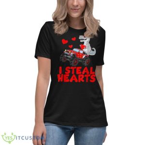 Kids I Steal Hearts Dinosaur Valentines Day For Baby Boys Shirt - Women's Relaxed Short Sleeve Jersey Tee