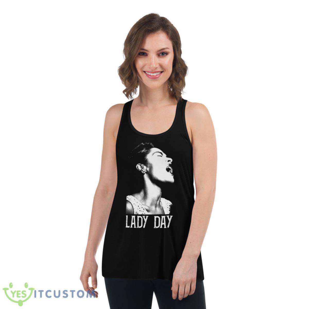 Lady Day White Stencil Billie Holiday shirt 5 Lady Day White Stencil Billie Holiday shirt - Women's Flowy Racerback Tank