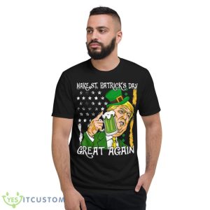 Make St Patrick’s Day Great Again Trump Leprechaun US Flag Shirt - Short Sleeve T-Shirt