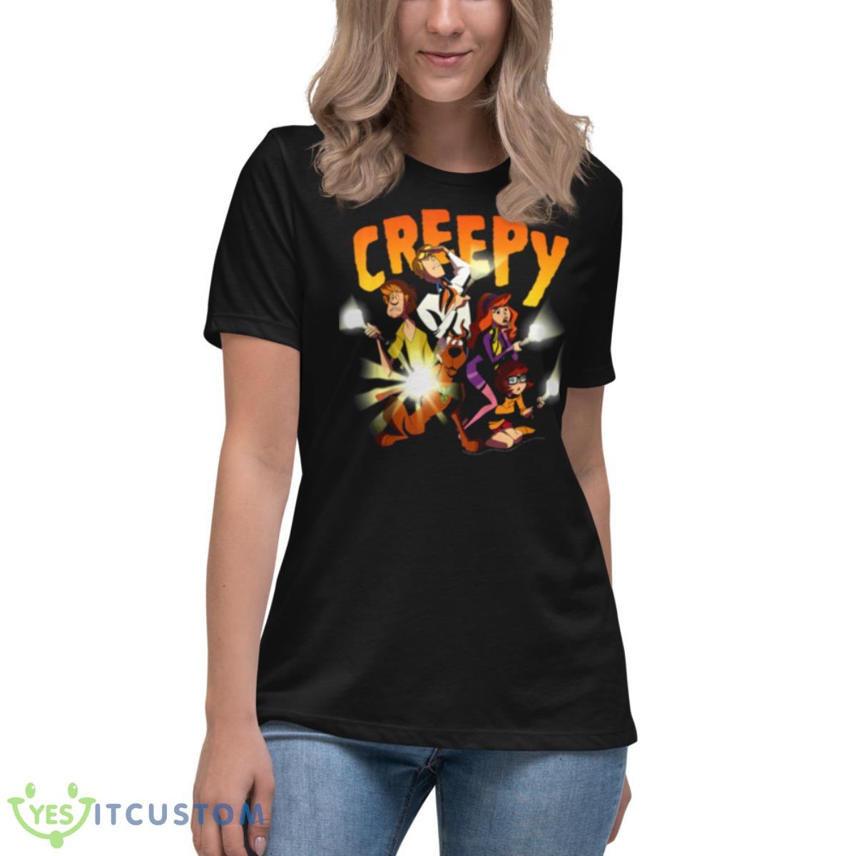 Mystery Gang Group Shot Creepy Scooby Doo shirt 6 Mystery Gang Group Shot Creepy Scooby Doo shirt - Women's Relaxed Short Sleeve Jersey Tee