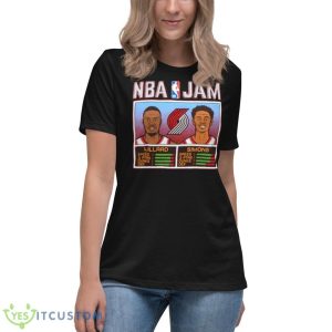 NBA Jam Portland Trail Blazers Lillard And Simons Shirt 11 NBA Jam Portland Trail Blazers Lillard And Simons Shirt - Women's Relaxed Short Sleeve Jersey Tee