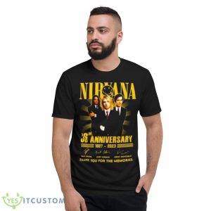 Nirvana 36th Anniversary 1987 2023 Thank You For The Memories Signatures Shirt - Short Sleeve T-Shirt