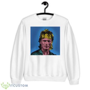 Pop Art Macgyver In Blue Background Shirt - Unisex Heavy Blend Crewneck Sweatshirt