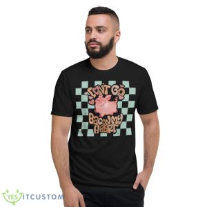 Retro Cute Pig Groovy Valentine’s Day Love Vibes Checkered Shirt - Short Sleeve T-Shirt