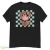 Retro Cute Pig Groovy Valentine’s Day Love Vibes Checkered Shirt - G500 Men’s Classic T-Shirt