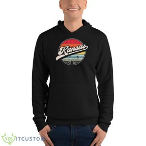 Retro Kansas Distressed Sunset Est 1861 Shirt - Unisex Fleece Pullover Hoodie