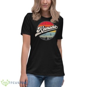 Retro Kansas Distressed Sunset Est 1861 Shirt - Women's Relaxed Short Sleeve Jersey Tee