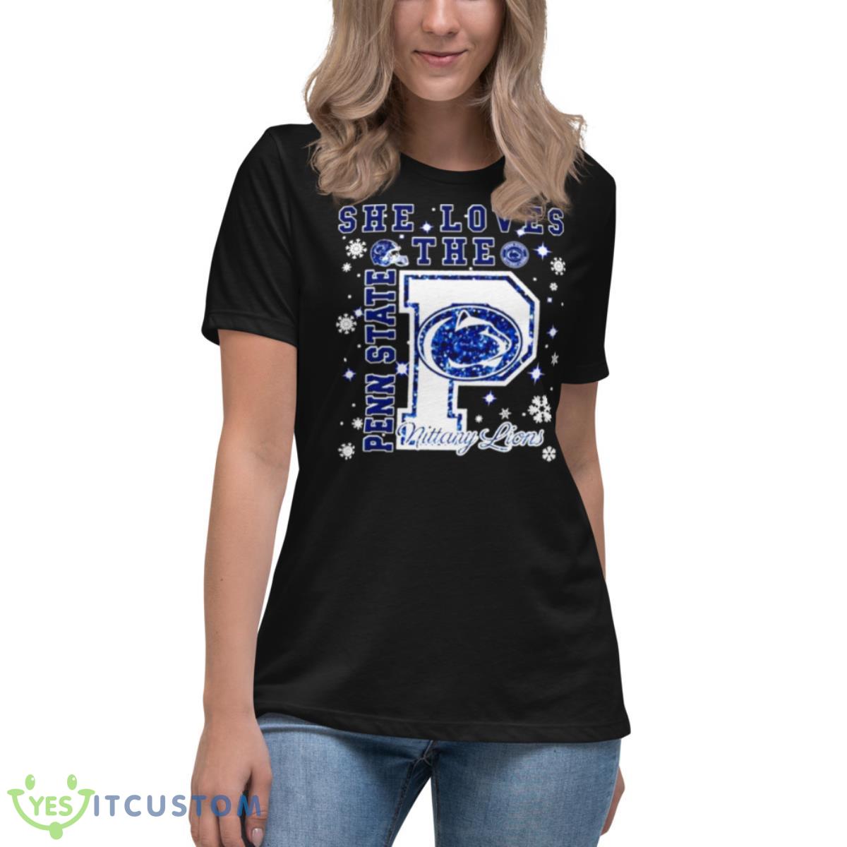 She Loves The Penn State Nittany Lions Shirt 6 She Loves The Penn State Nittany Lions Shirt - Women's Relaxed Short Sleeve Jersey Tee