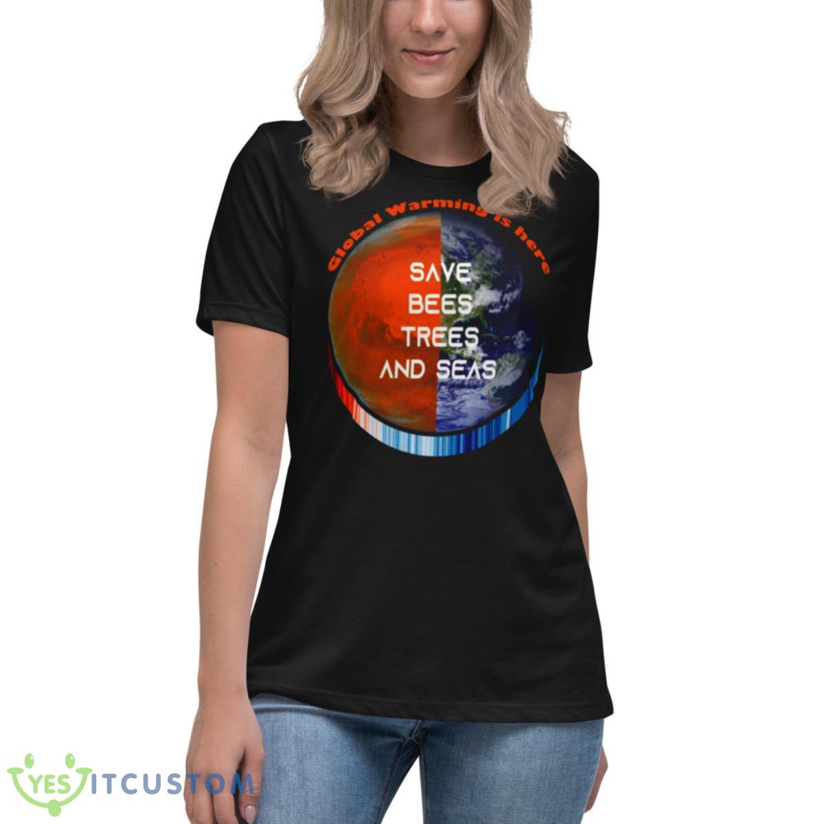 Show Your Stripes Save Bees Trees And Seas Earth Global Warming shirt 6 Show Your Stripes Save Bees Trees And Seas Earth Global Warming shirt - Women's Relaxed Short Sleeve Jersey Tee