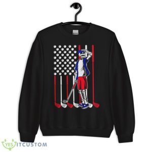Skeleton Playing Golf With American Flag Shirt - Unisex Crewneck Sweatshirt