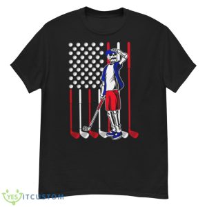 Skeleton Playing Golf With American Flag Shirt - G500 Men’s Classic T-Shirt