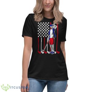 Skeleton Playing Golf With American Flag Shirt - Women's Relaxed Short Sleeve Jersey Tee