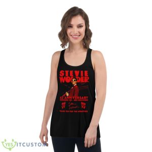 Stevie Wonder 62nd Anniversary 1961 – 2023 Thank You For The Memories Signature Shirt - Women's Flowy Racerback Tank