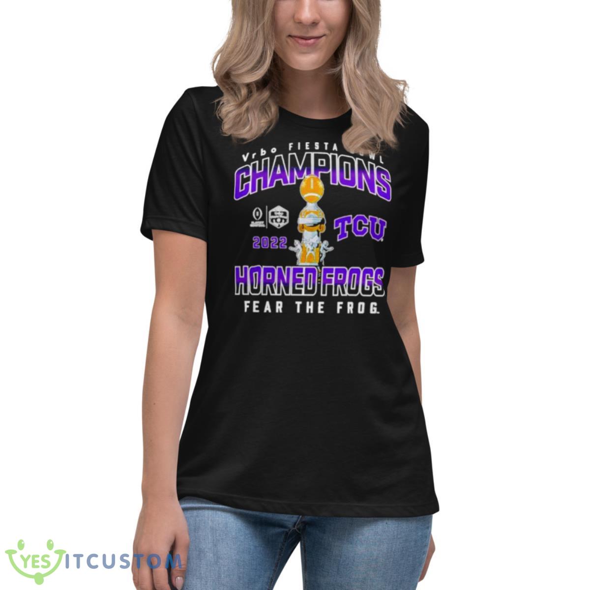 Tcu horned frogs Football playoff 2022 fiesta bowl champions hometown celebration shirt 6 Tcu horned frogs Football playoff 2022 fiesta bowl champions hometown celebration shirt - Women's Relaxed Short Sleeve Jersey Tee
