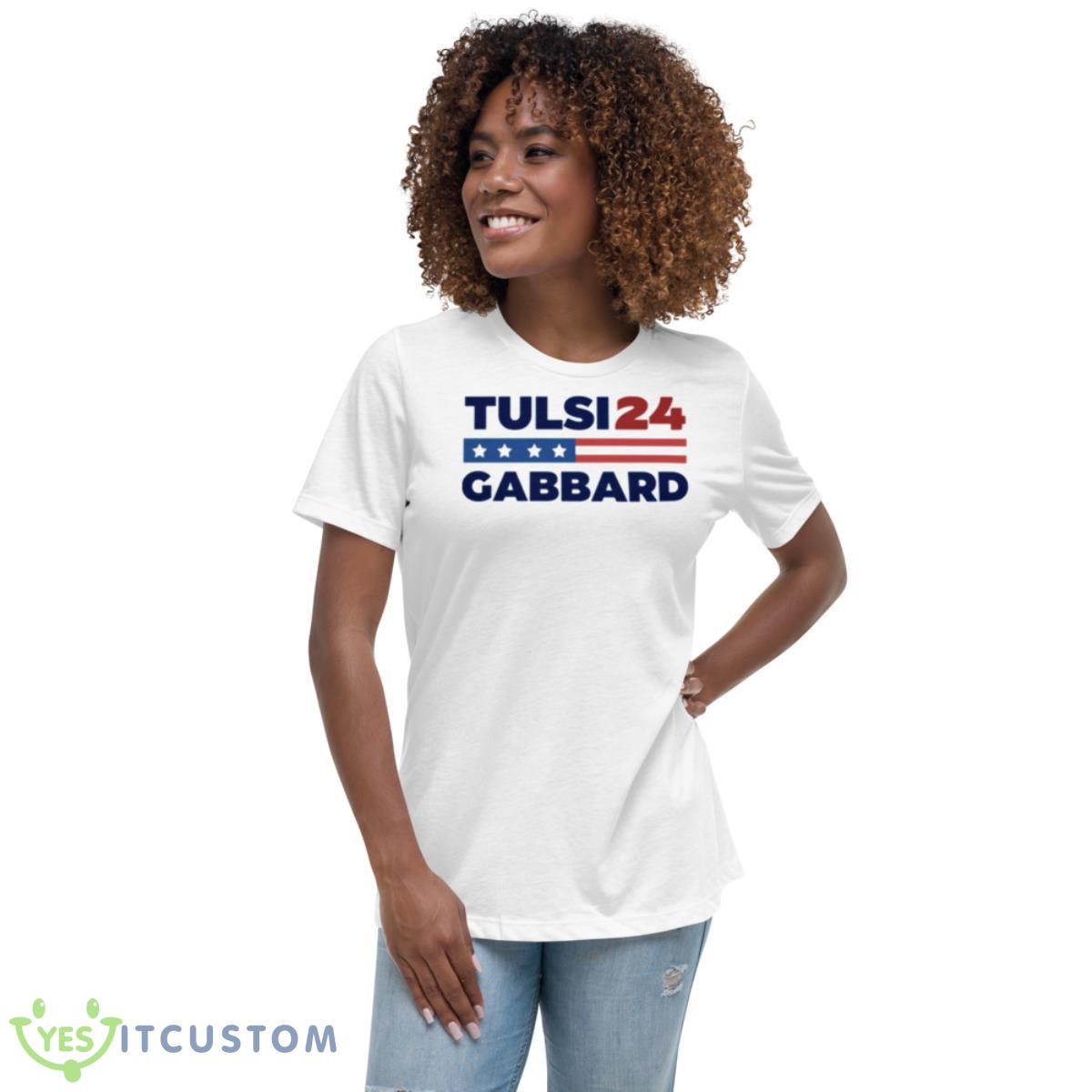 Tulsi Gabbard For President ’24 shirt 5 Tulsi Gabbard For President ’24 shirt - Women's Relaxed Short Sleeve Jersey Tee