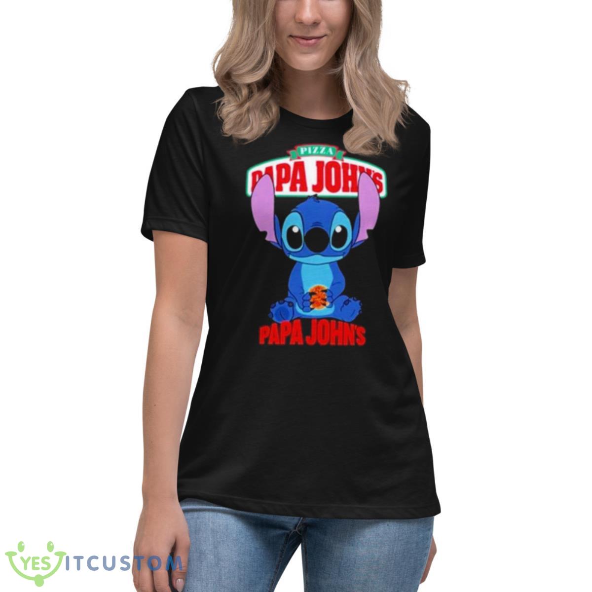Baby Stitch Hug Pizza Papa John’s Shirt 6 Baby Stitch Hug Pizza Papa John’s Shirt - Women's Relaxed Short Sleeve Jersey Tee