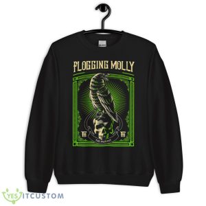 Black Crow And Skull Green Background Flogging Molly Shirt - Unisex Crewneck Sweatshirt