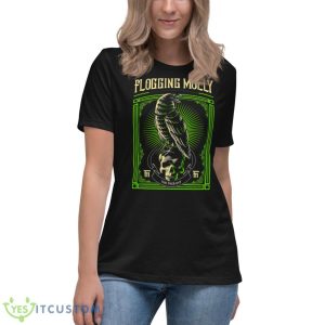 Black Crow And Skull Green Background Flogging Molly Shirt - Women's Relaxed Short Sleeve Jersey Tee