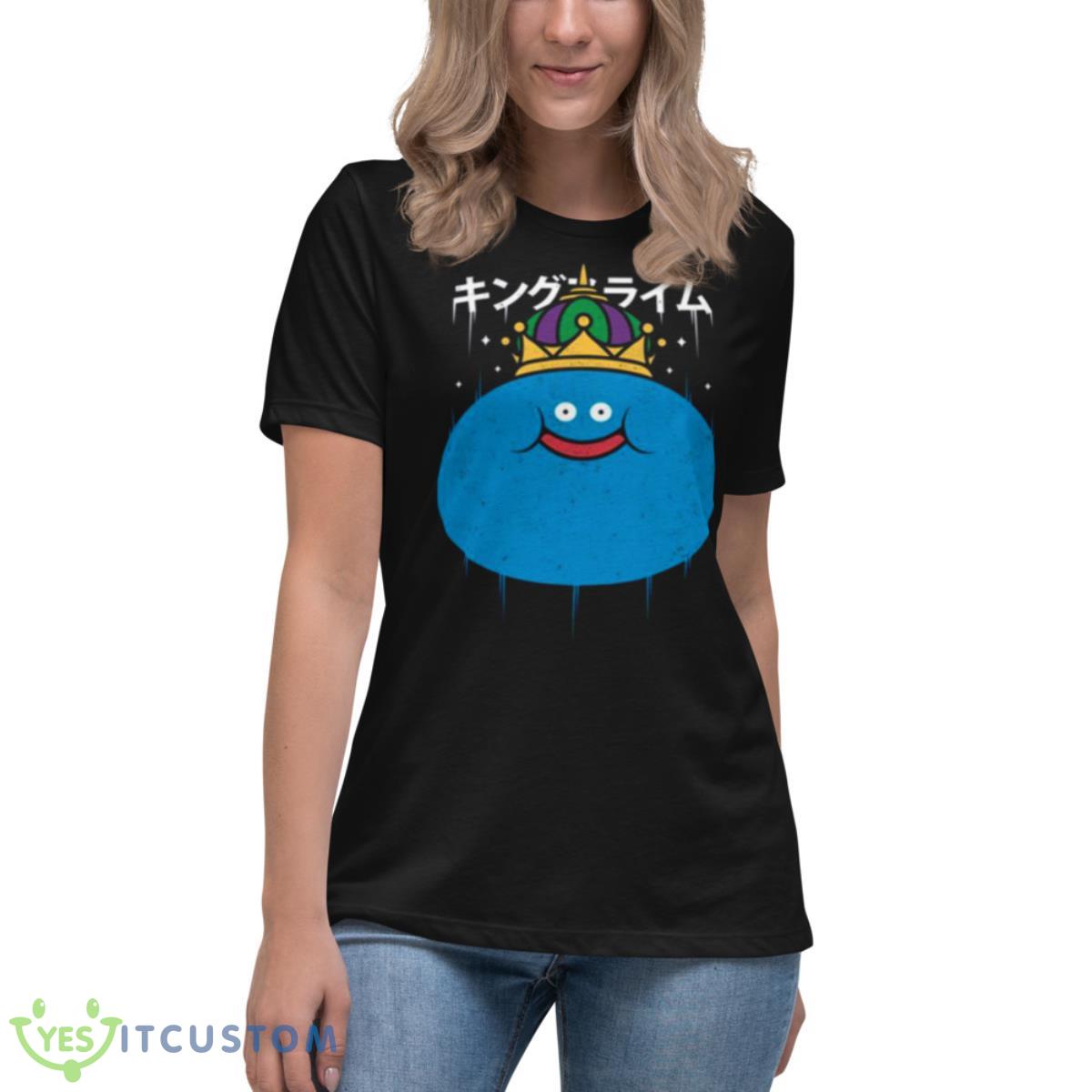 Blue Design Dragon Quest The King Slime Monster Shirt 6 Blue Design Dragon Quest The King Slime Monster Shirt - Women's Relaxed Short Sleeve Jersey Tee