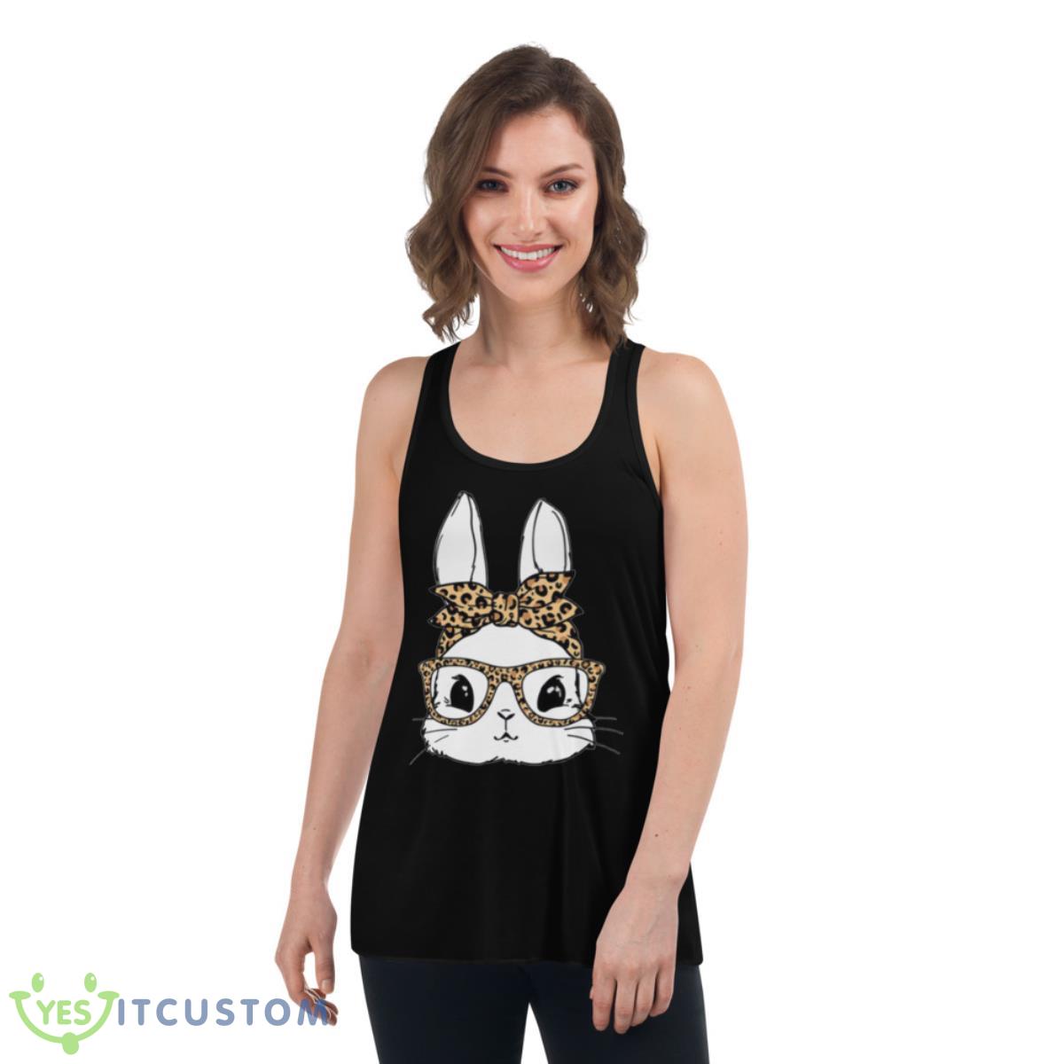 Bunny With Leopard Glasses Shirt 5 Bunny With Leopard Glasses Shirt - Women's Flowy Racerback Tank