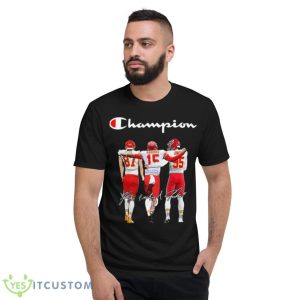 Champion Chiefs Patrick Mahomes Travis Kelce And Chris Jones Signatures Shirt - Short Sleeve T-Shirt