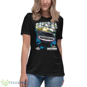 Checkered Flag 2023 Daytona 500 Black Jet Shirt - Women's Relaxed Short Sleeve Jersey Tee