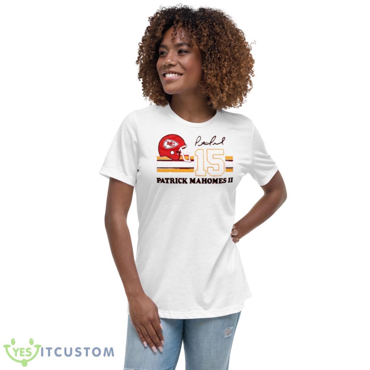 Chiefs Patrick Mahomes II #15 Signature Shirt 5 Chiefs Patrick Mahomes II #15 Signature Shirt - Women's Relaxed Short Sleeve Jersey Tee