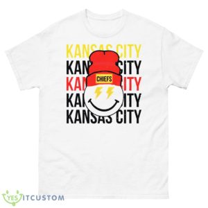 Chiefs Smiley Face Leopard Beanie Shirt - 500 Men’s Classic Tee Gildan