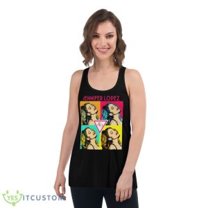 Colored Graphic Jennifer Lopez Singer Beautiful Shirt - Women's Flowy Racerback Tank