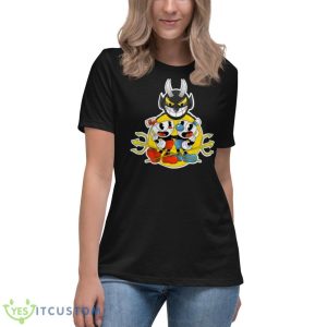 Cuphead And Mugman With The Devil The Cuphead Show Shirt - Women's Relaxed Short Sleeve Jersey Tee