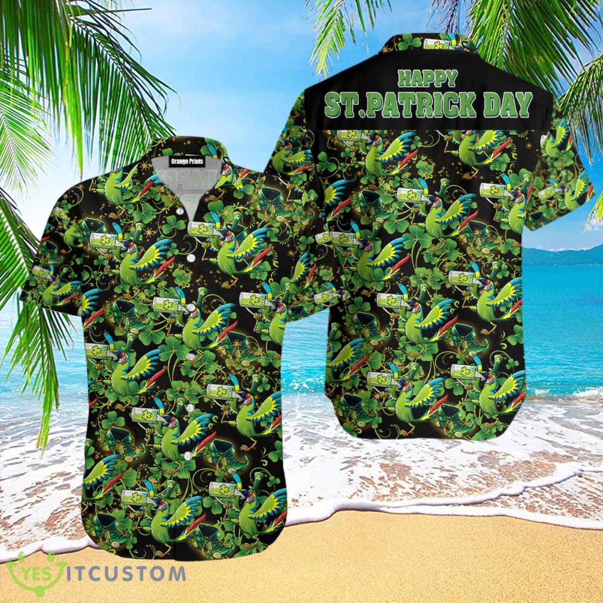 Exotic Green Macaw St Patrick Day Hawaiian Shirt 2 Exotic Green Macaw St Patrick Day Hawaiian Shirt Product Photo 1
