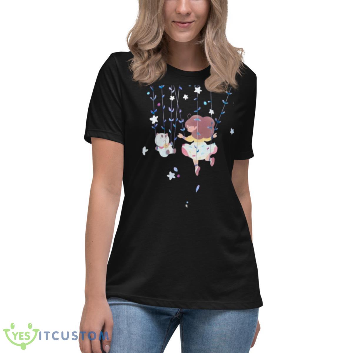 Floral Bee And Puppycat Cartoon Shirt 6 Floral Bee And Puppycat Cartoon Shirt - Women's Relaxed Short Sleeve Jersey Tee