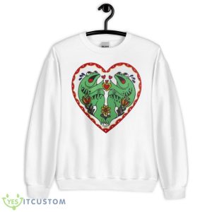 Frog Wooden Heart Painting Ghost Bongo Shirt - Unisex Heavy Blend Crewneck Sweatshirt