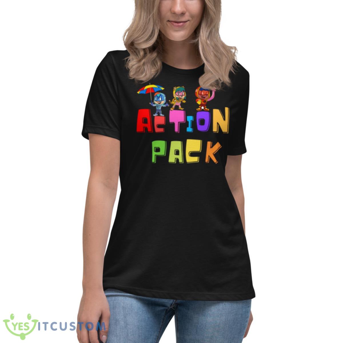 Funny Cartoon For Kids Action Pack Shirt 6 Funny Cartoon For Kids Action Pack Shirt - Women's Relaxed Short Sleeve Jersey Tee