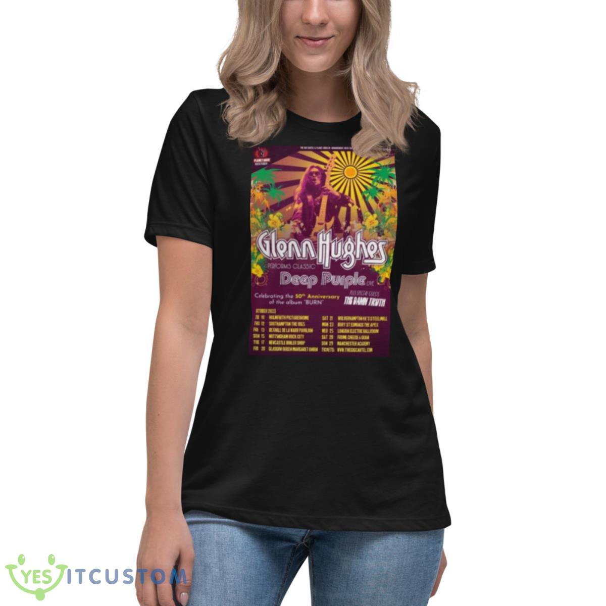 Glenn Hughes Celebrating Deep Purple’s Burn 50th Anniversary With Tour 2023 Shirt 6 Glenn Hughes Celebrating Deep Purple’s Burn 50th Anniversary With Tour 2023 Shirt - Women's Relaxed Short Sleeve Jersey Tee