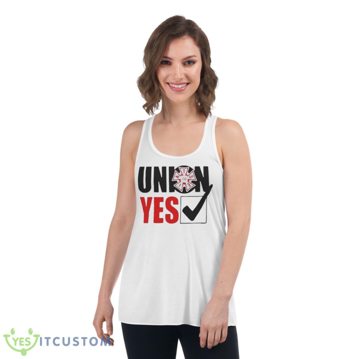 IATSE Local 700 Union Yes Shirt 4 IATSE Local 700 Union Yes Shirt - Women's Flowy Racerback Tank