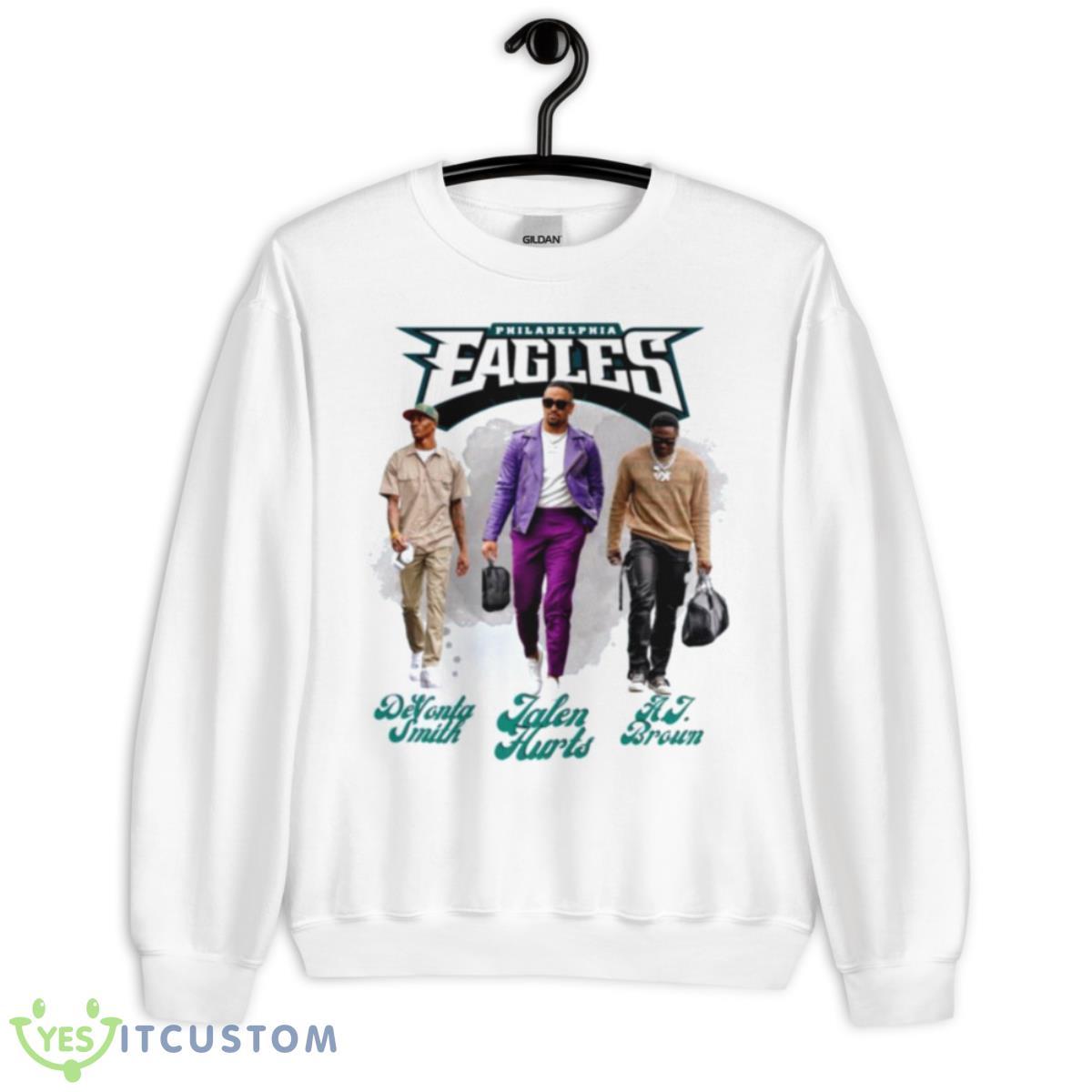 Jalen Hurts DeVonta Smith AJ Brown Eagles Super Bowl 2023 Shirt 2 Jalen Hurts DeVonta Smith AJ Brown Eagles Super Bowl 2023 Shirt - Unisex Heavy Blend Crewneck Sweatshirt