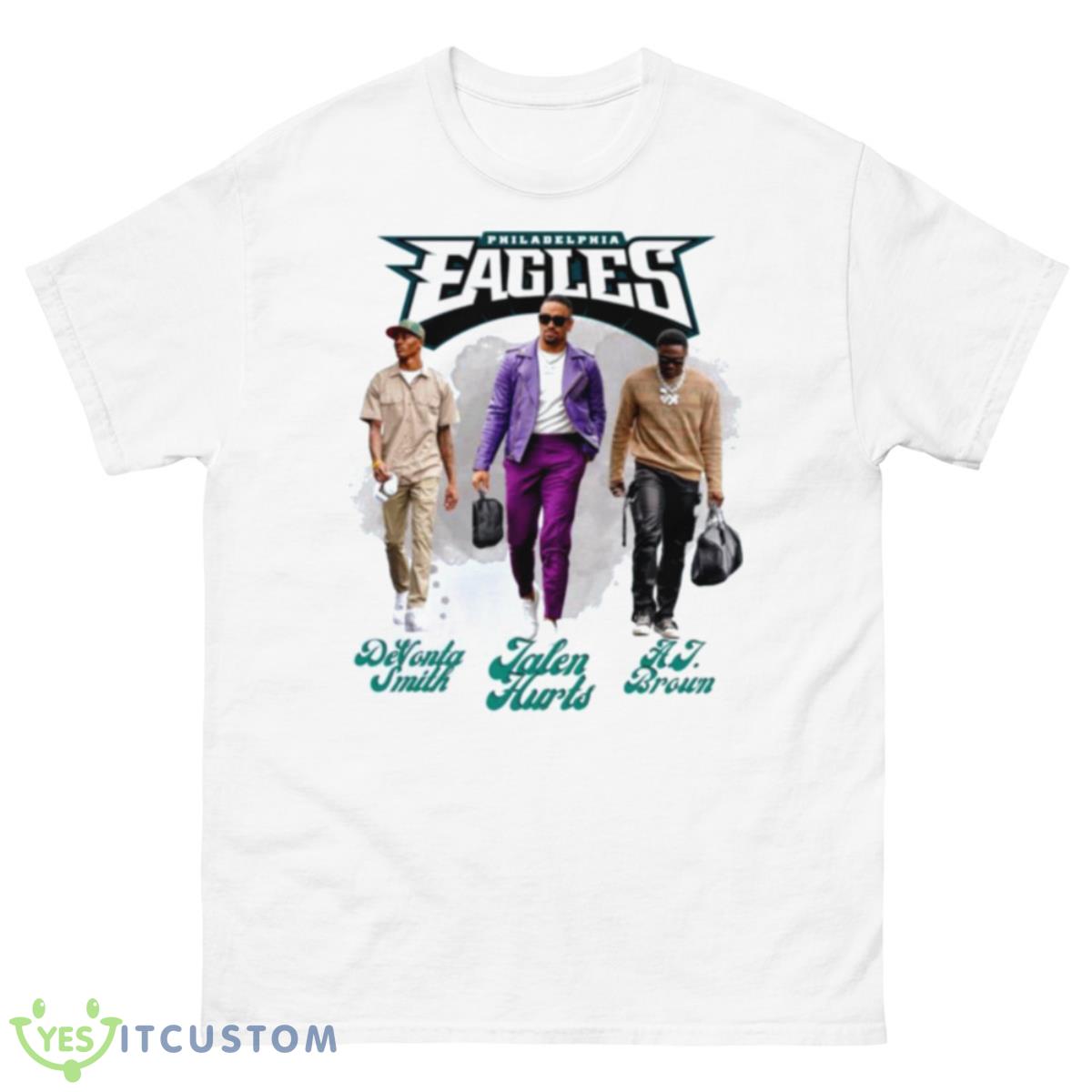 Jalen Hurts DeVonta Smith AJ Brown Eagles Super Bowl 2023 Shirt 10 Jalen Hurts DeVonta Smith AJ Brown Eagles Super Bowl 2023 Shirt - 500 Men’s Classic Tee Gildan