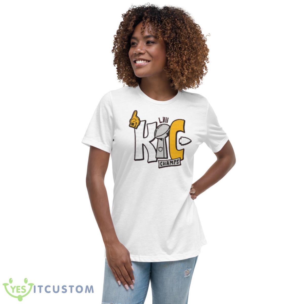 Kc Champions Mahomes Kelce 2023 Shirt 5 Kc Champions Mahomes Kelce 2023 Shirt - Women's Relaxed Short Sleeve Jersey Tee